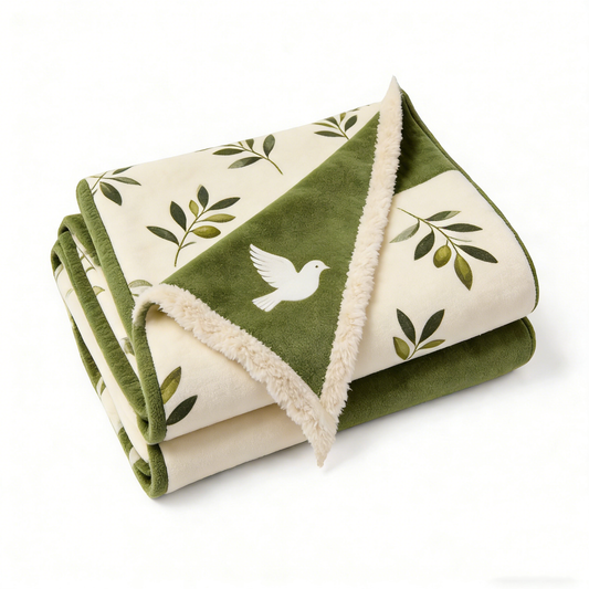 Olive Dove Fleece Throw Blanket