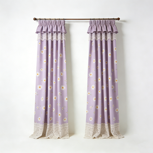 Purple Daisy Ruffle Curtain