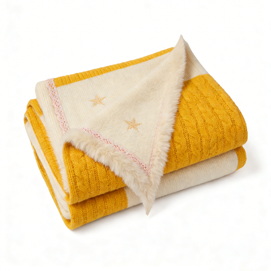 Star Faux Fur Knit Throw Blanket
