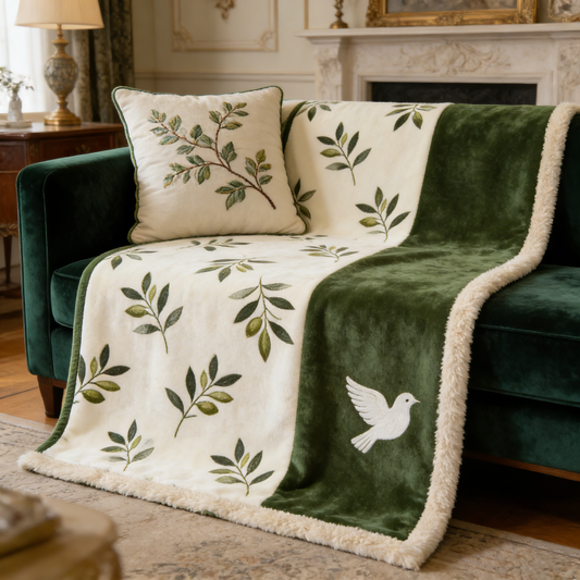 Olive Dove Fleece Throw Blanket
