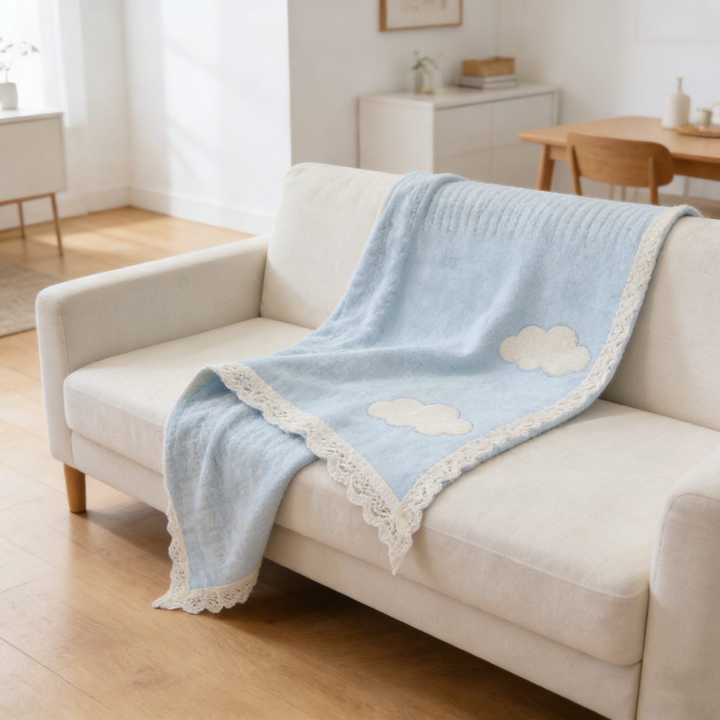Sky Cloud Lace Knit Throw Blanket