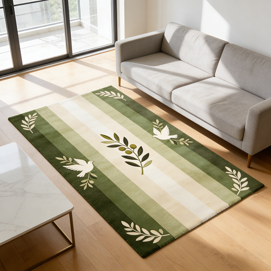 Olive Dove Striped Area Rug