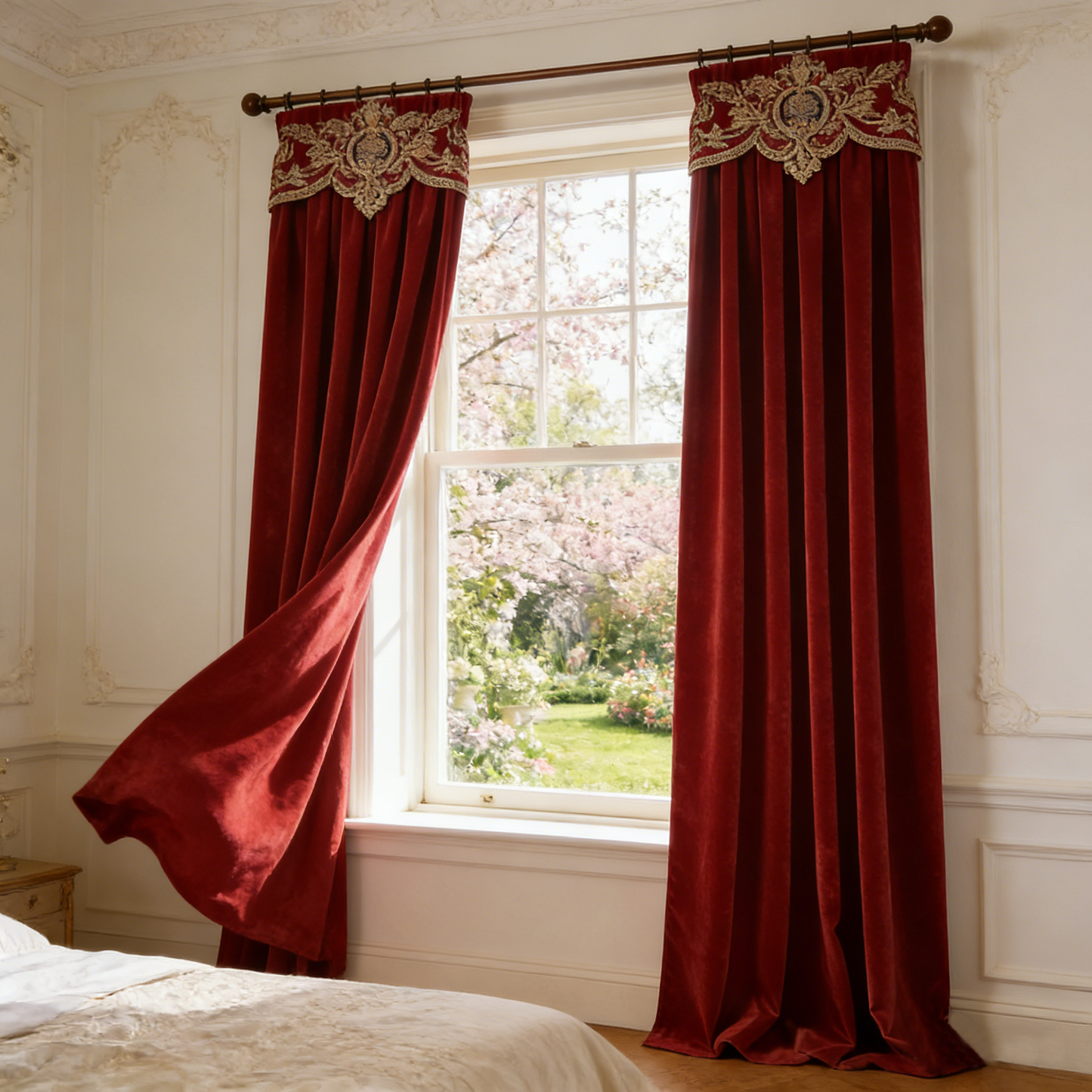Red Velvet Ornate Curtain