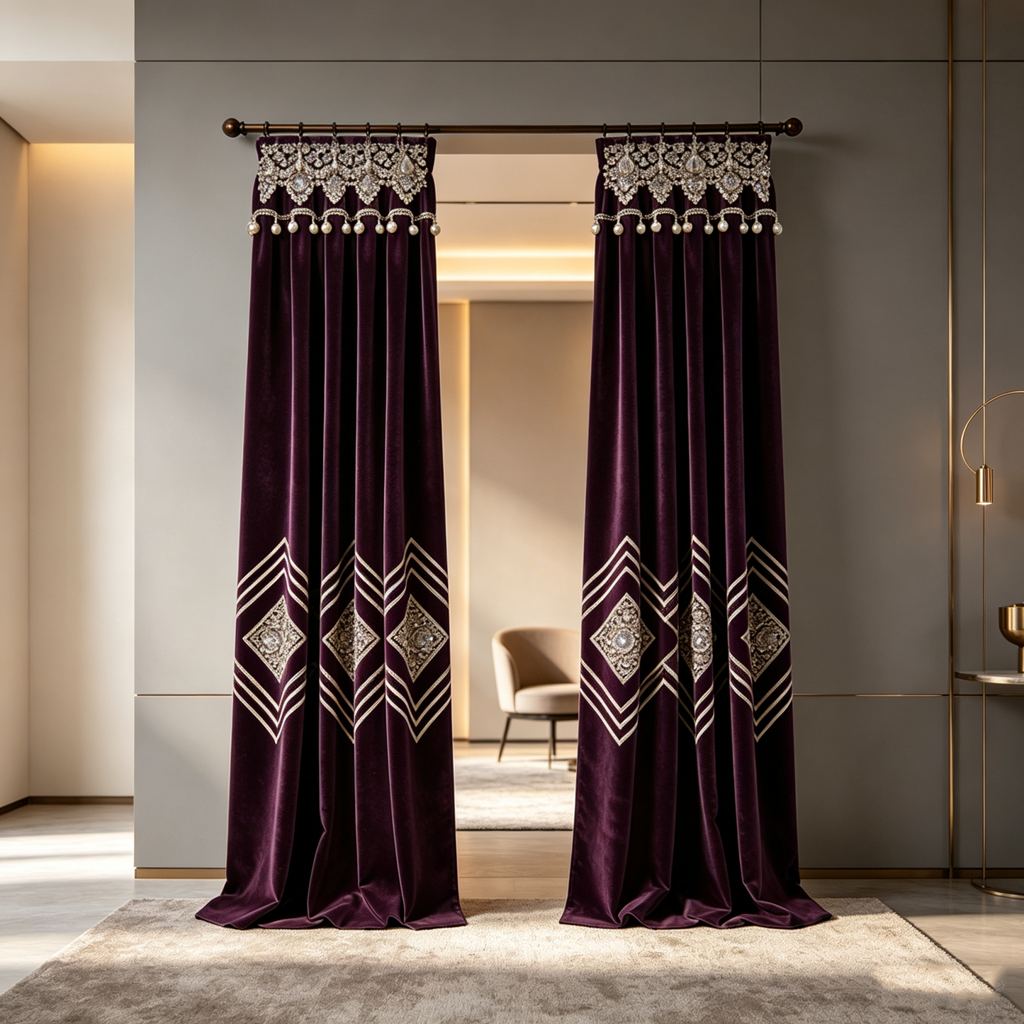 Purple Velvet Diamond Curtain