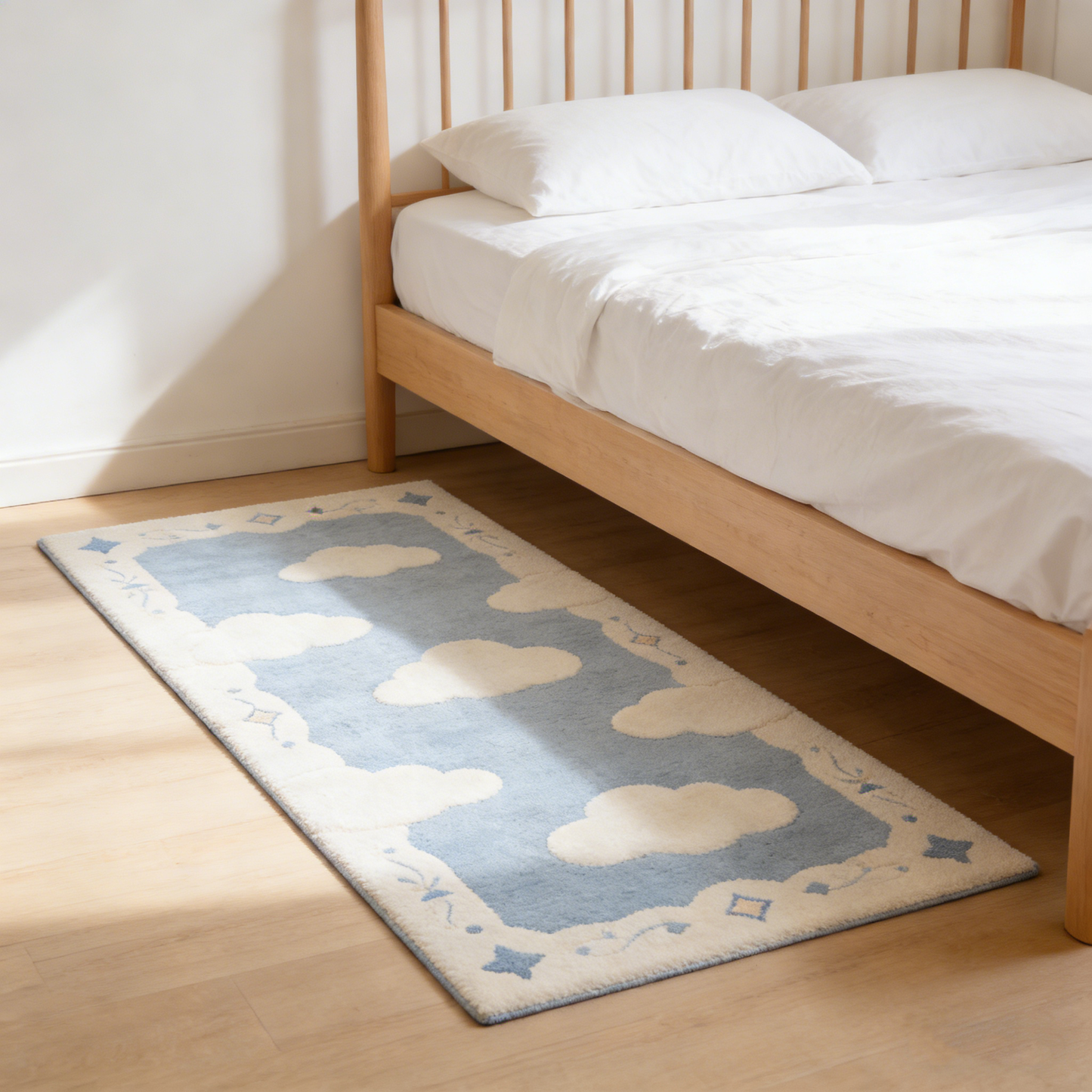 Ornate Blue Cloud Rectangle Rug