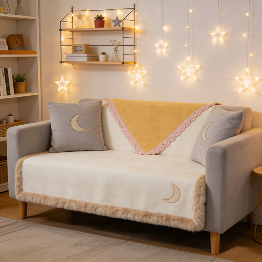 Moon Faux Fur Lace Throw Blanket