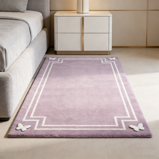 Lavender Butterfly Border Rug