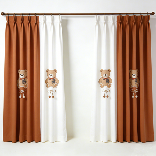 Bear Embroidery Curtain