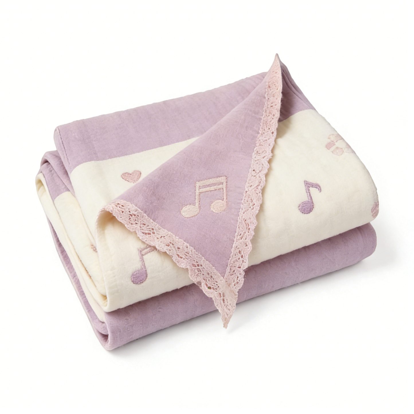 Music Note Lace Patchwork Throw Blanket