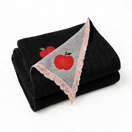 Black Red Apple Lace Knit Throw Blanket