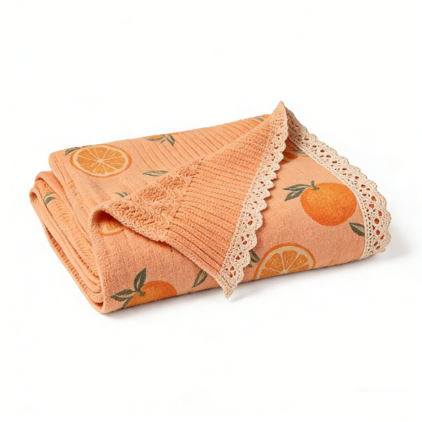Orange Fruit Lace Throw Blanket