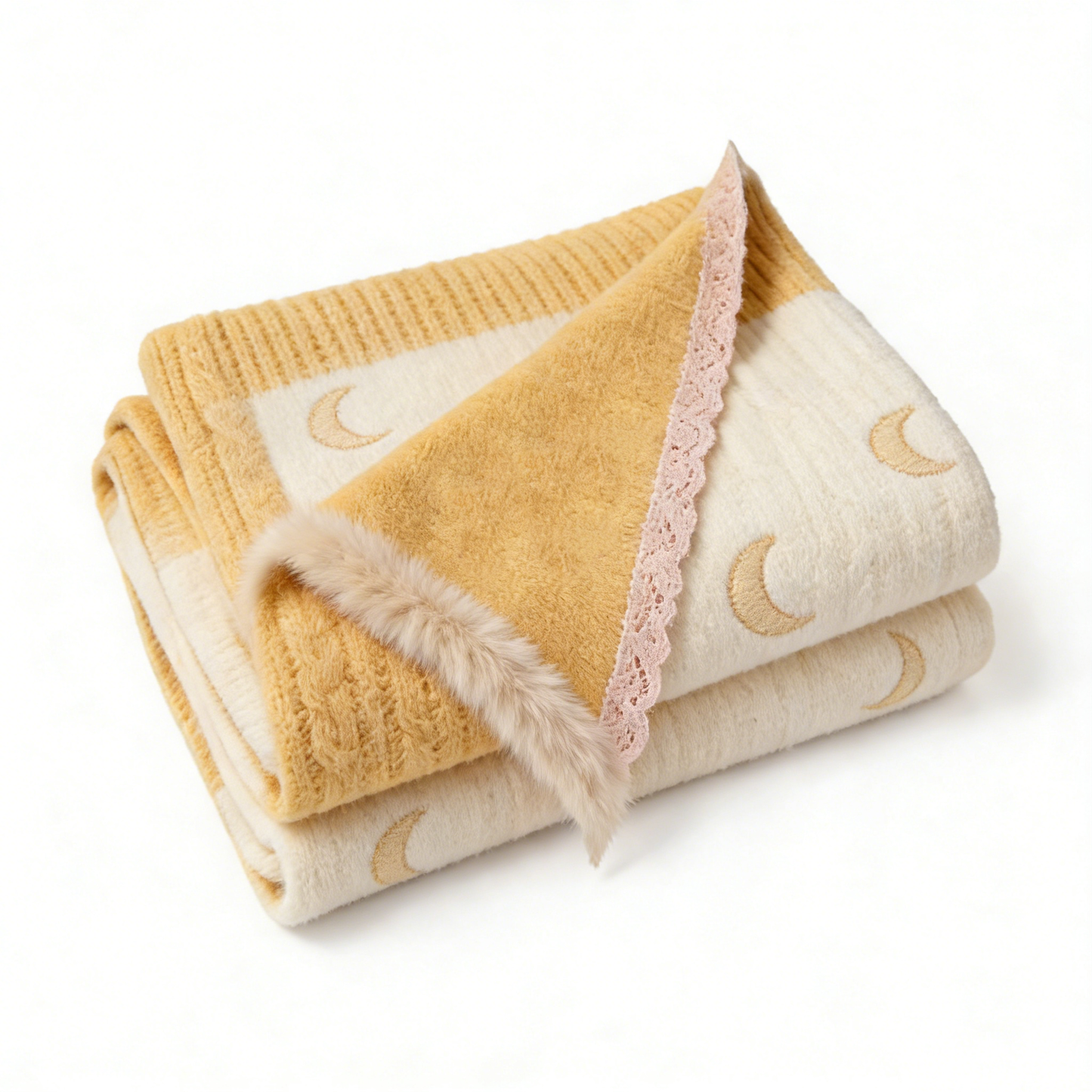 Moon Faux Fur Lace Throw Blanket