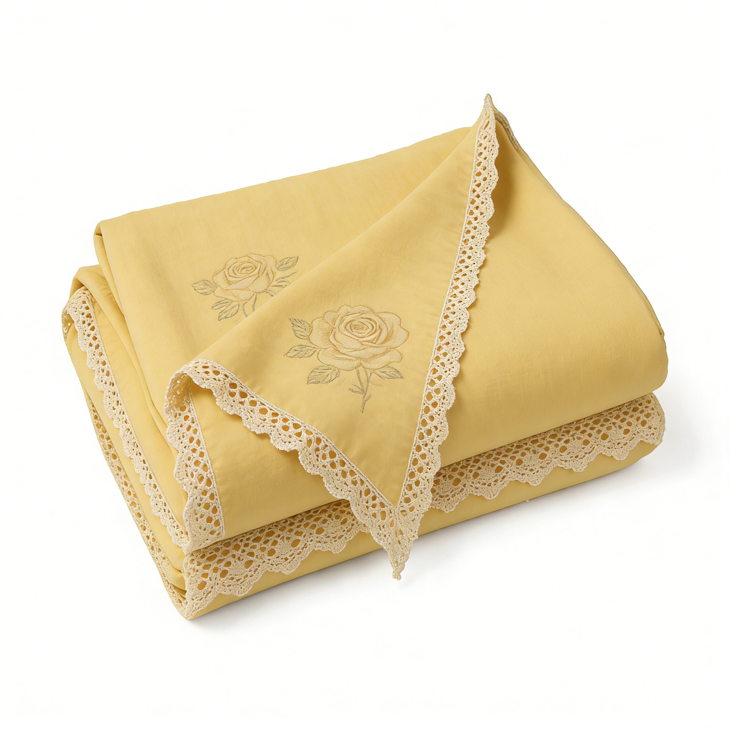 Yellow Rose Lace Throw Blanket